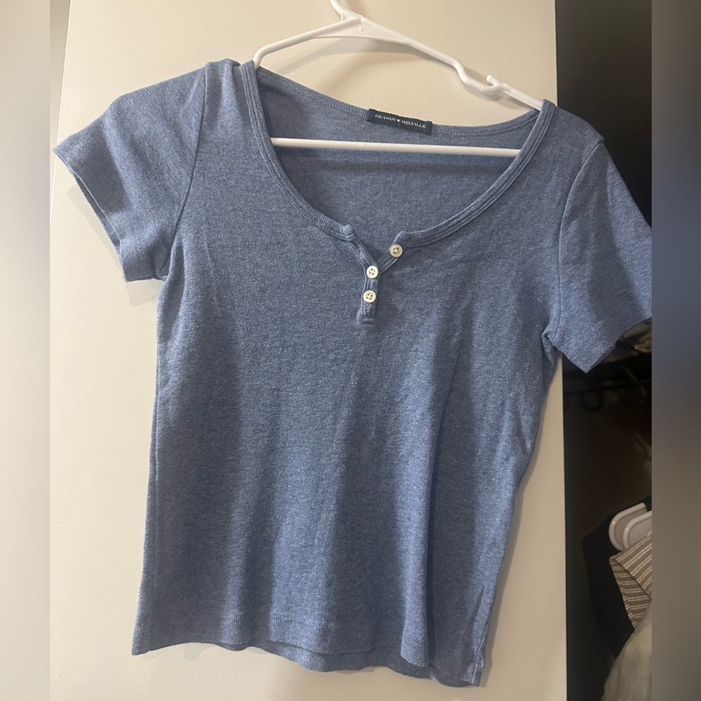 Brandy Melville Heather Blue Short Sleeve Tee